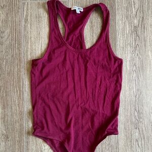 Fashion Nova Burgundy Bodysuit Classic Scoop Neck